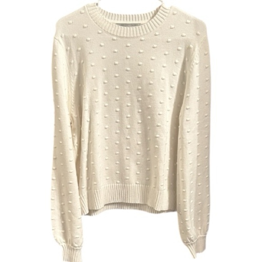 SIMONS CONTEMPORAINE edited modern fashion Puff-sleeve pompom sweater size large - Picture 4 of 9